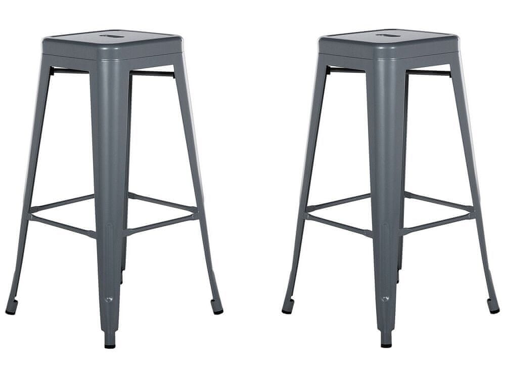 Beliani Sada 2 sivých barových stoličiek 76 cm CABRILLO